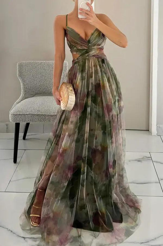 Akwarelowa Sukienka Maxi dla Kobiet – Artystyczny Styl i Elegancja-Nova Nowak