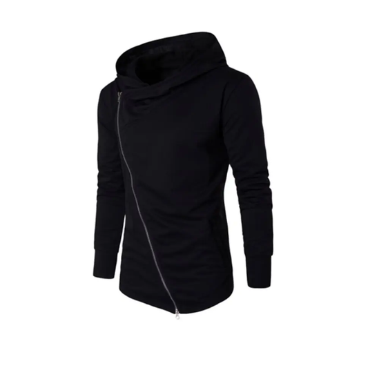 Asymmetrical Zip-Up Hoodie for Men – Stylish & Comfortable with Hood
