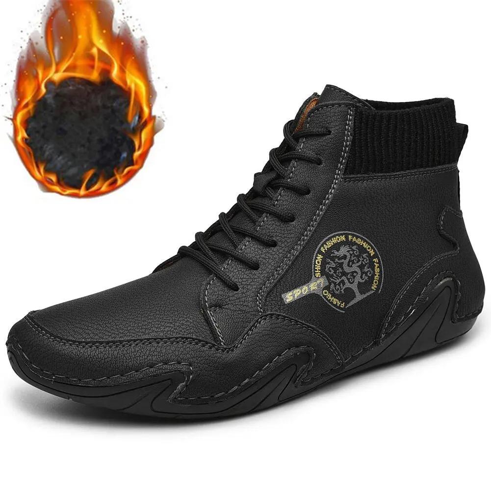 Czarne skórzane botki dla mężczyzn – wygodne i antypoślizgowe