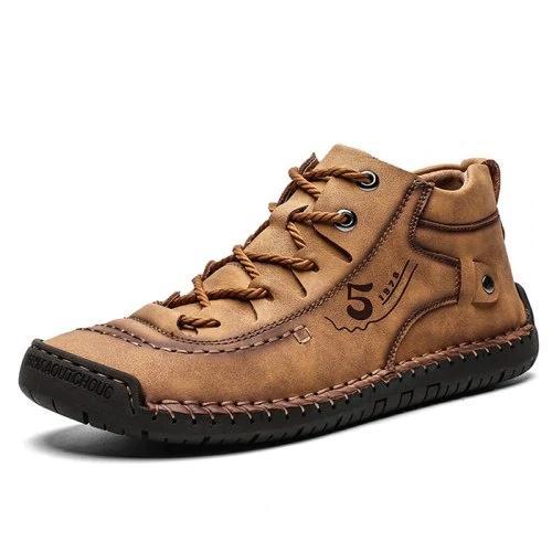 Czarne, sznurowane botki do kostki w stylu vintage dla mężczyzn – wygodne i stylowe