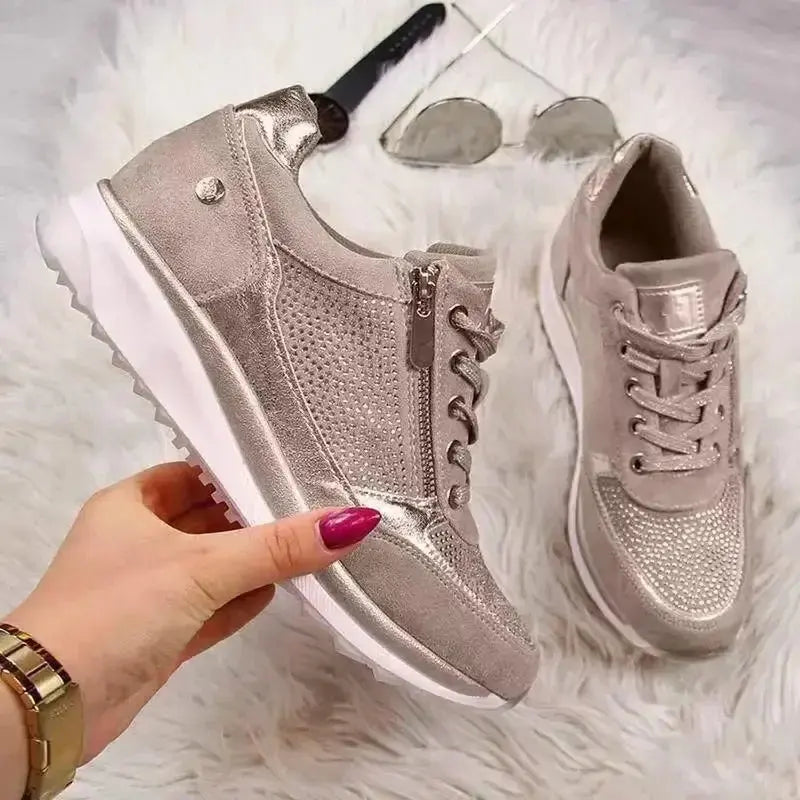 Damskie ortopedyczne sneakersy buty z zamkiem i amortyzującą podeszwą