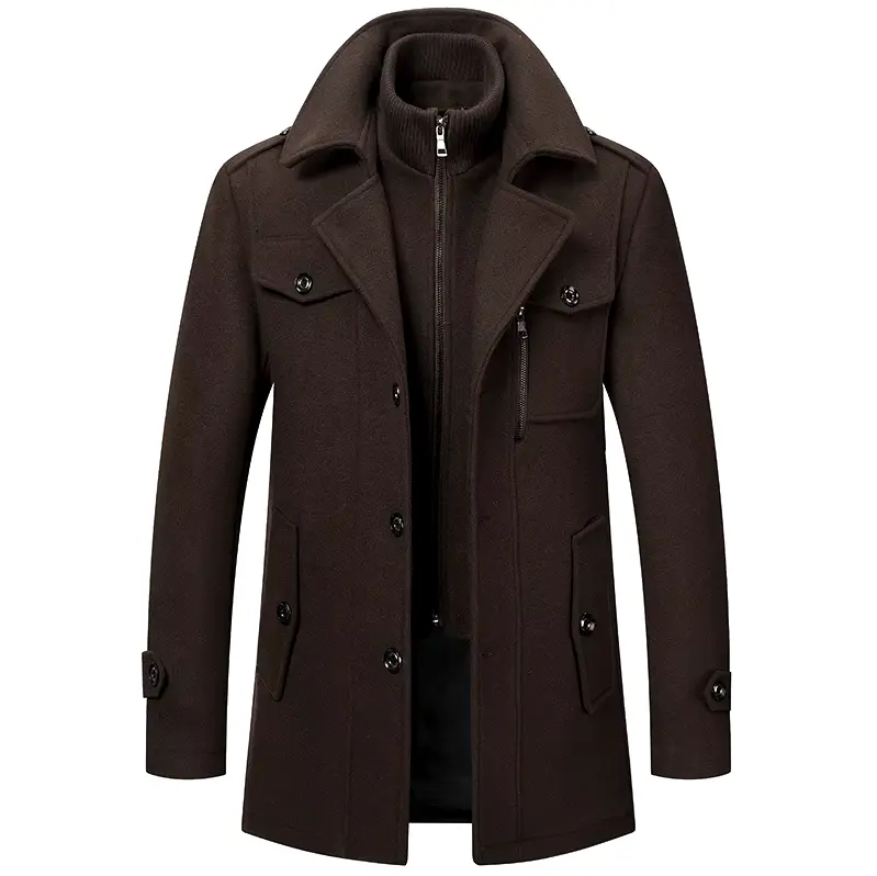 Elegancki wełniany płaszcz zimowy dla mężczyzn – Stylowy i komfortowy