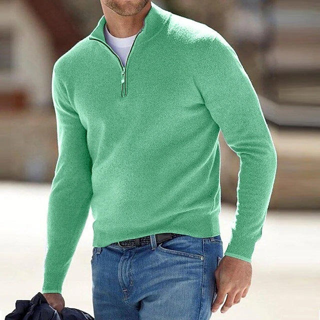 Kaszmirowy sweter z zamkiem pod szyją dla mężczyzn – Elegancki i komfortowy