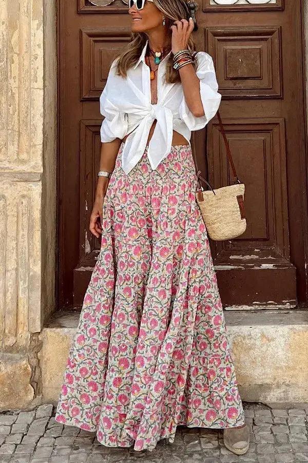 Kwiatowa Spódnica Maxi dla Kobiet – Styl Boho na Ciepłe Dni-Nova Nowak