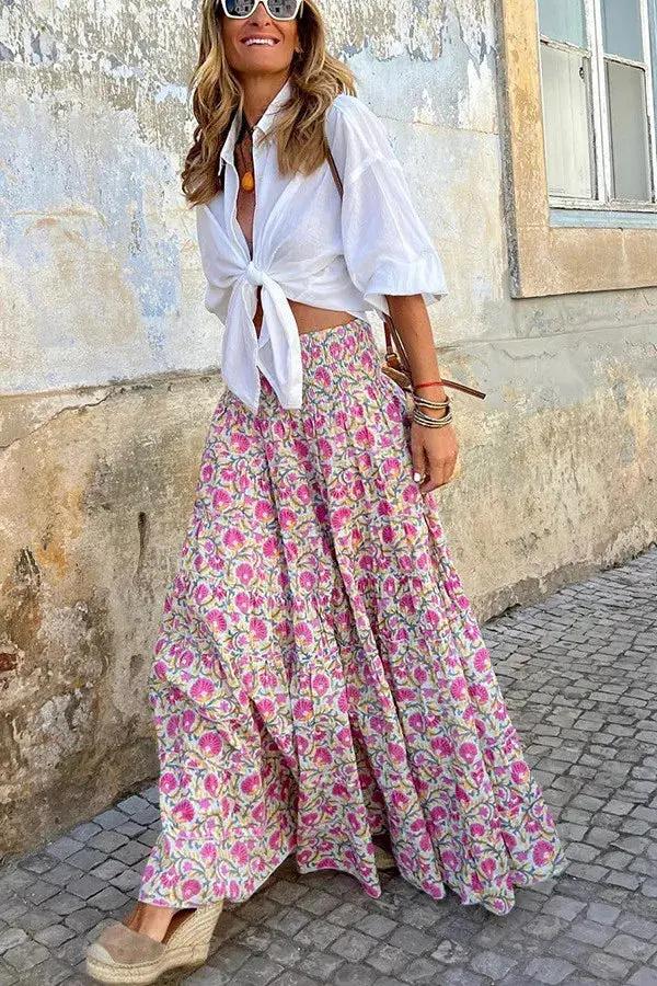 Kwiatowa Spódnica Maxi dla Kobiet – Styl Boho na Ciepłe Dni-Nova Nowak