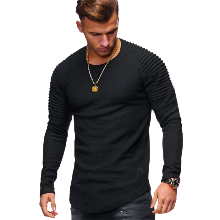 Męska Bluza – Prążkowane Rękawy & Elastyczny Materiał