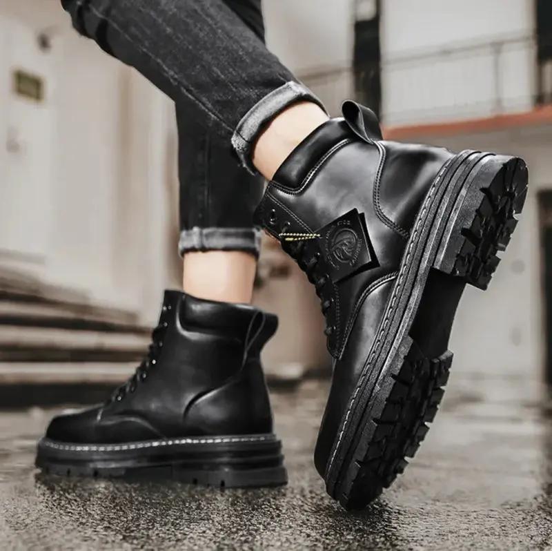 Męskie wodoodporne buty sznurowane z wygodną podeszwą 4