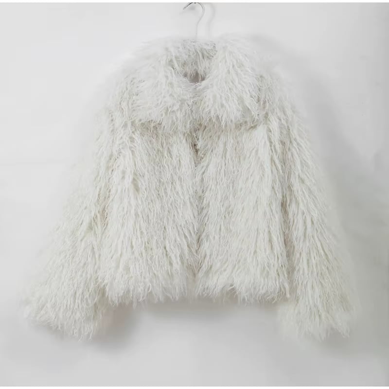 Puszyste futro typu lama dla kobiet – Elegancki i ciepły płaszcz na zimę