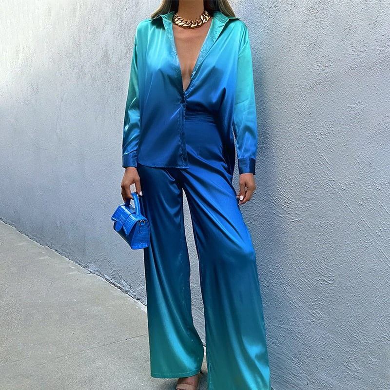 Satynowy Zestaw Dégradé dla Kobiet – Elegancki i Wygodny