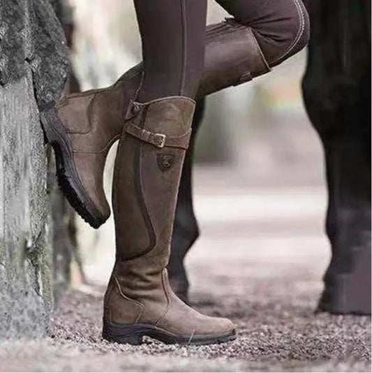 Skórzane wysokie buty jeździeckie dla kobiet – Eleganckie i wygodne