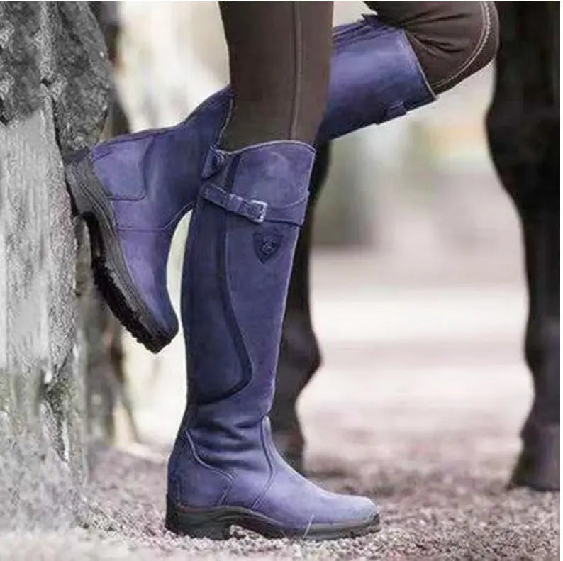 Skórzane wysokie buty jeździeckie dla kobiet – Eleganckie i wygodne