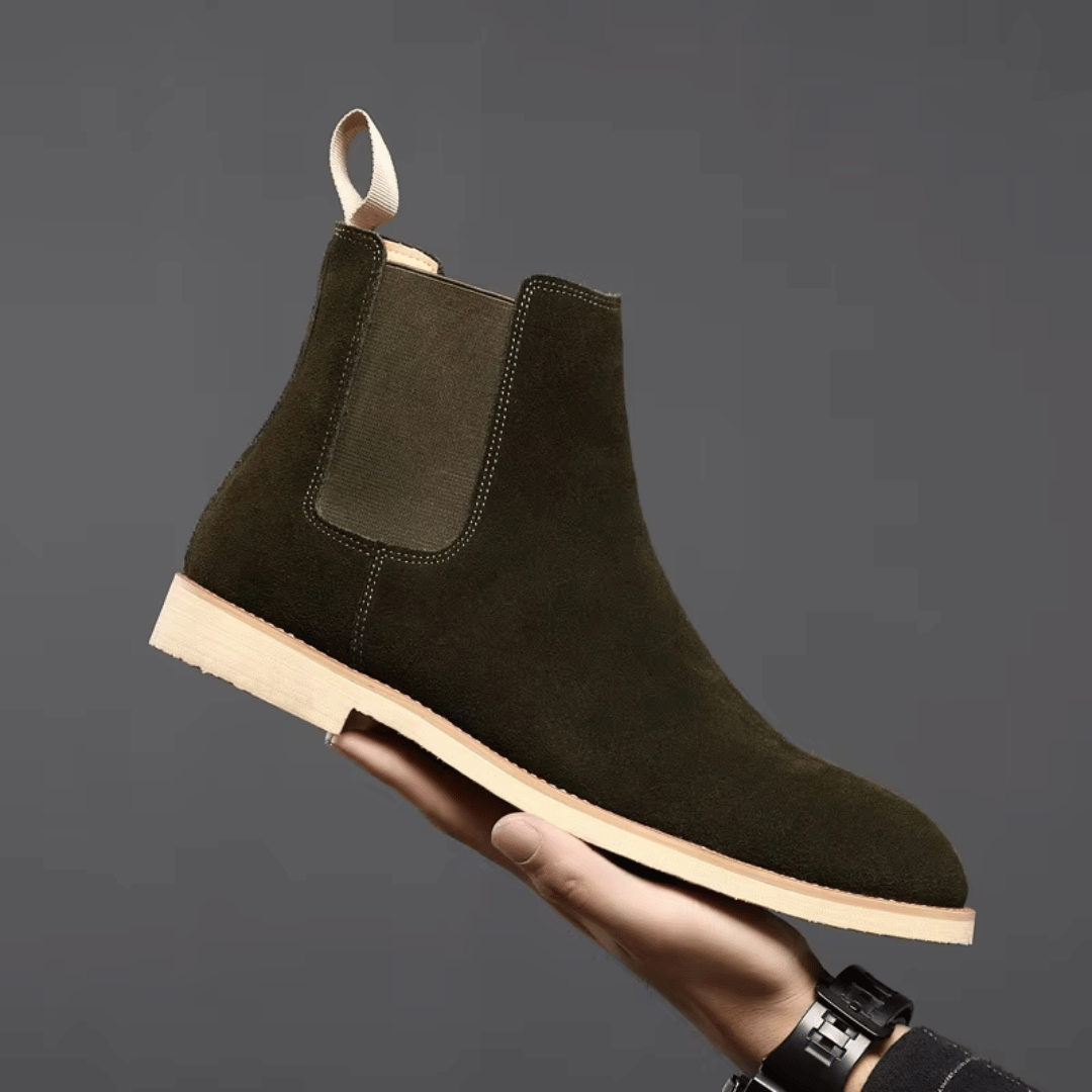Zamszowe Buty Chelsea dla Kobiet – Eleganckie i Wygodne w Kolorze Olive Green