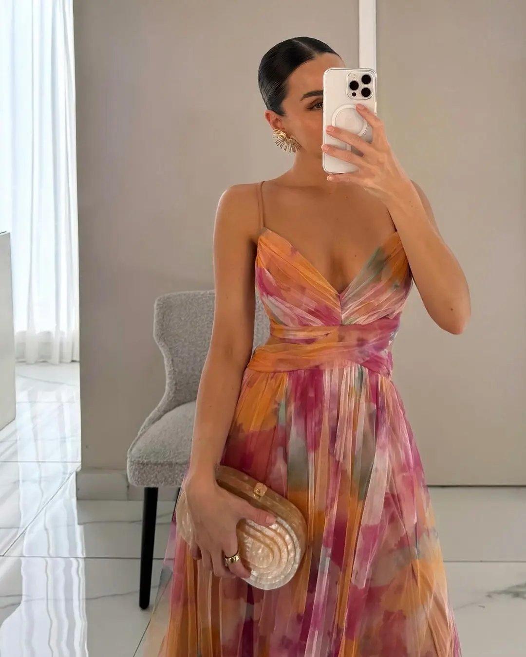 Akwarelowa Sukienka Maxi dla Kobiet – Artystyczny Styl i Elegancja-Nova Nowak