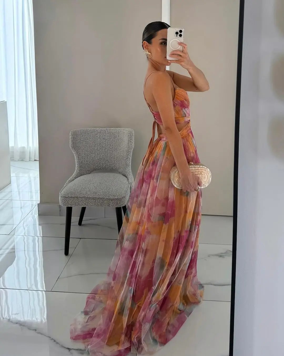 Akwarelowa Sukienka Maxi dla Kobiet – Artystyczny Styl i Elegancja-Nova Nowak