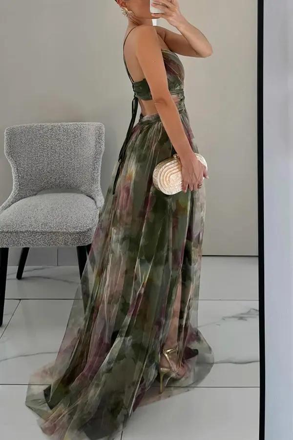 Akwarelowa Sukienka Maxi dla Kobiet – Artystyczny Styl i Elegancja-Nova Nowak
