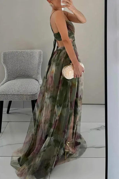 Akwarelowa Sukienka Maxi dla Kobiet – Artystyczny Styl i Elegancja-Nova Nowak