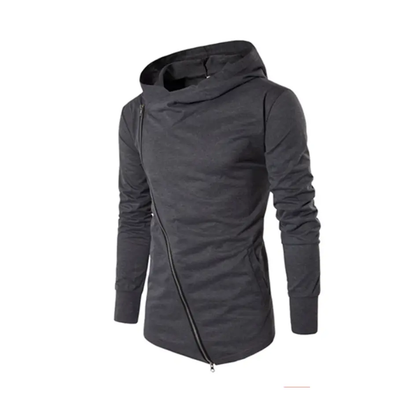 Asymmetrical Zip-Up Hoodie for Men – Stylish & Comfortable with Hood