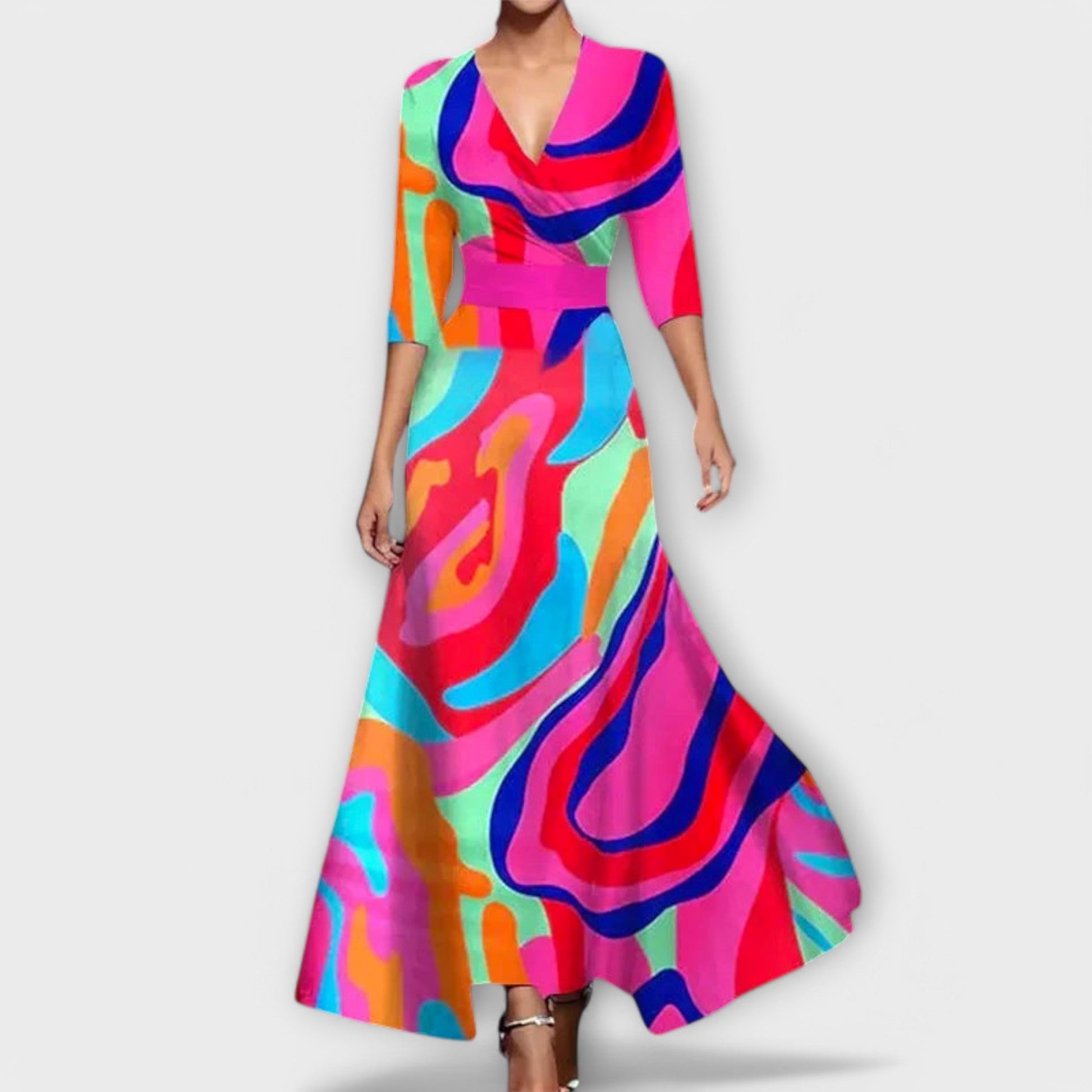 Elegancka sukienka koktajlowa z designerskimi rękawami 2
