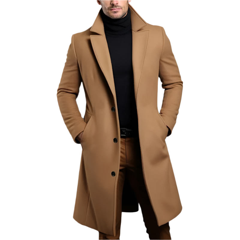 Elegancki wełniany płaszcz dla mężczyzn – Ciepły i stylowy