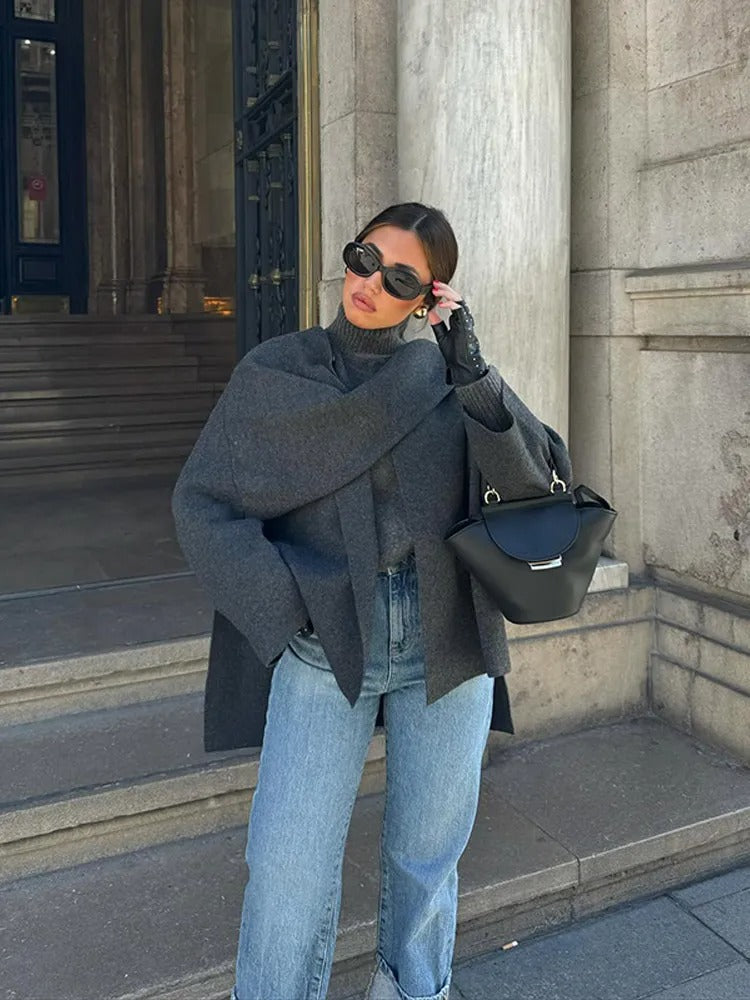 Elegancki wełniany trencz dla kobiet – Stylowy i przytulny
