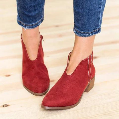 Eleganckie damskie botki z wycięciem w kształcie litery V | Nowoczesne buty na co dzień 0