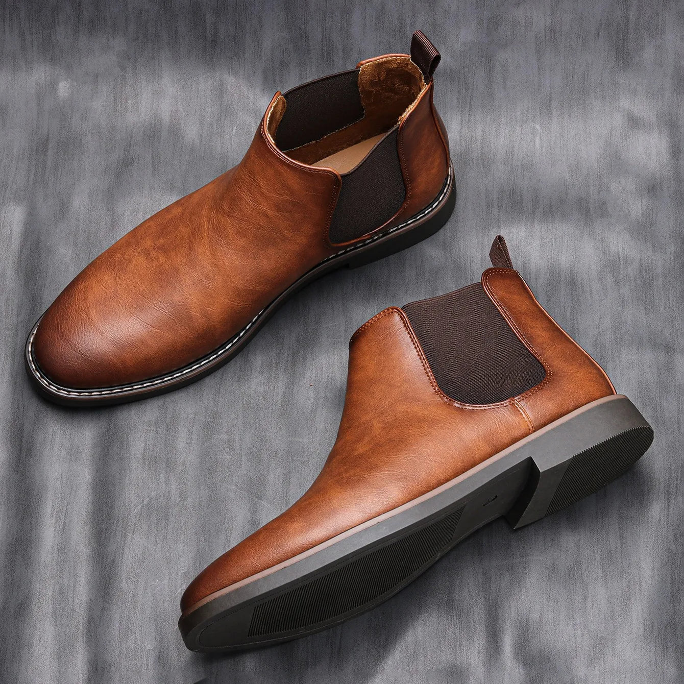 Eleganckie męskie skórzane botki typu Chelsea 4