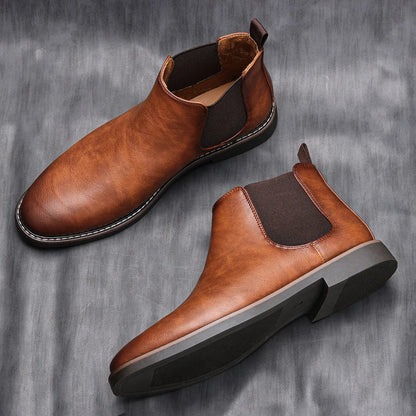 Eleganckie męskie skórzane botki typu Chelsea 4