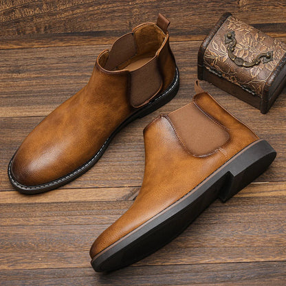 Eleganckie męskie skórzane botki typu Chelsea 8