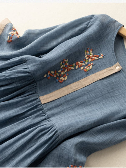 Etniczna Sukienka Boho dla Kobiet – Wygodny Krój z Haftami