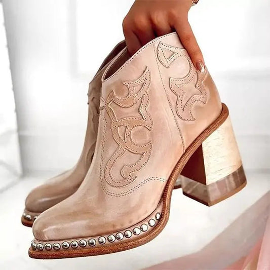 Haftowane Skórzane Buty dla Kobiet – Eleganckie i Stylowe
