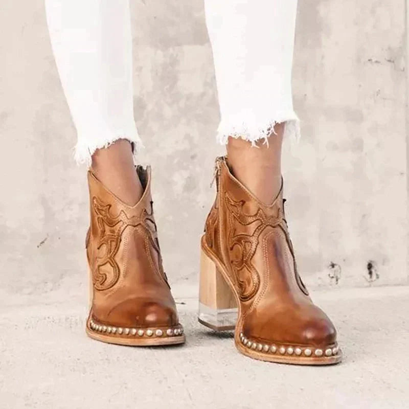 Haftowane Skórzane Buty dla Kobiet – Eleganckie i Stylowe