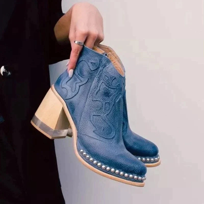 Haftowane Skórzane Buty dla Kobiet – Eleganckie i Stylowe