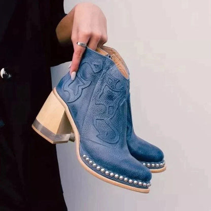 Haftowane Skórzane Buty dla Kobiet – Eleganckie i Stylowe