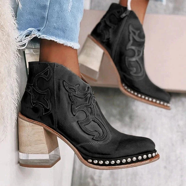 Haftowane Skórzane Buty dla Kobiet – Eleganckie i Stylowe