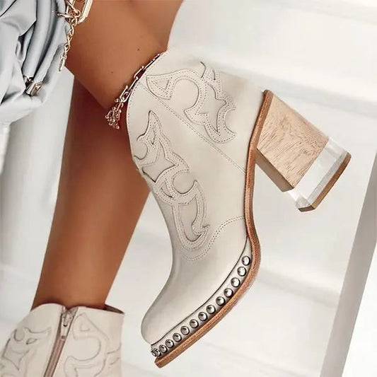 Haftowane Skórzane Buty dla Kobiet – Eleganckie i Stylowe