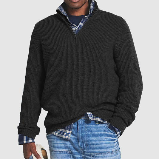 Kaszmirowy Pullover z Zippem dla Mężczyzn – Elegancki i Wygodny