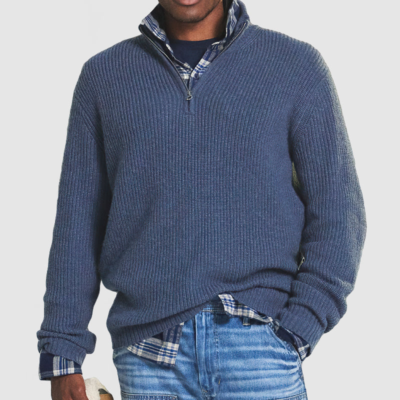 Kaszmirowy Pullover z Zippem dla Mężczyzn – Elegancki i Wygodny
