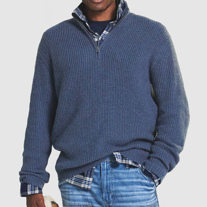 Kaszmirowy Pullover z Zippem dla Mężczyzn – Elegancki i Wygodny