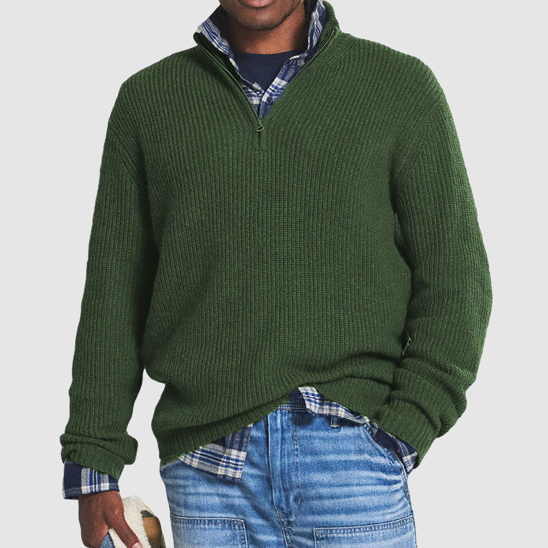 Kaszmirowy Pullover z Zippem dla Mężczyzn – Elegancki i Wygodny