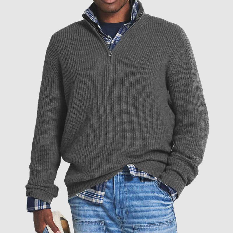 Kaszmirowy Pullover z Zippem dla Mężczyzn – Elegancki i Wygodny