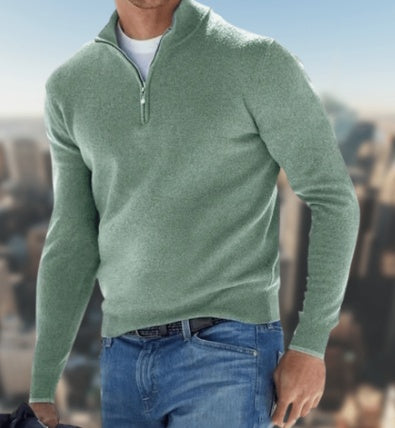 Kaszmirowy sweter z zamkiem pod szyją dla mężczyzn – Elegancki i komfortowy