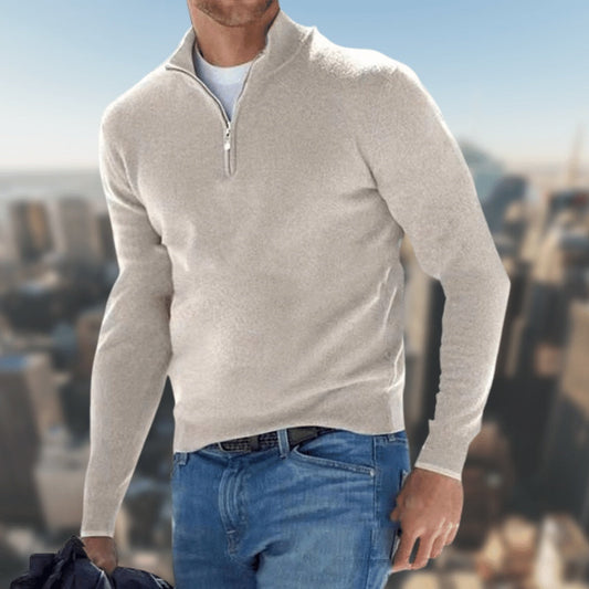 Kaszmirowy sweter z zamkiem pod szyją dla mężczyzn – Elegancki i komfortowy