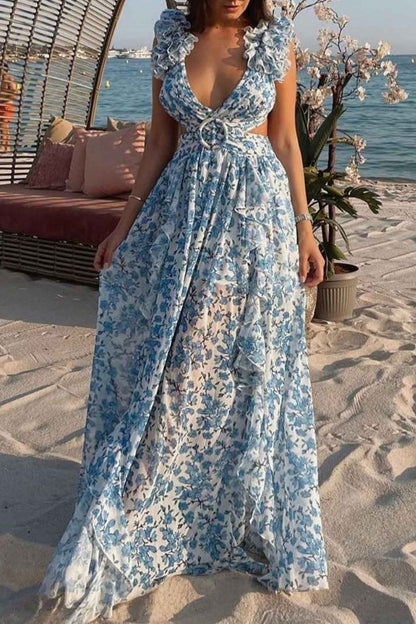 Kwiatowa Sukienka Maxi dla Kobiet – Elegancka i Przewiewna na Wesele-Nova Nowak