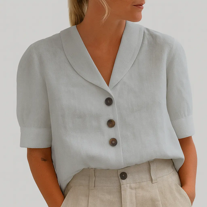 Lekki T-Shirt Damski z Bawełny i Lnu – Oddychający i Swobodny Styl-Nova Nowak