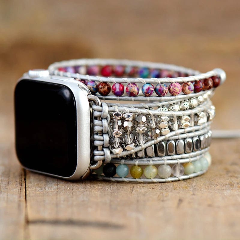 Pasek do Apple Watch – Naturalne Kamienie Jaspisu &amp; Unikalny Design