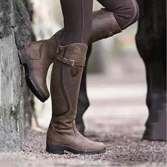 Skórzane wysokie buty jeździeckie dla kobiet – Eleganckie i wygodne