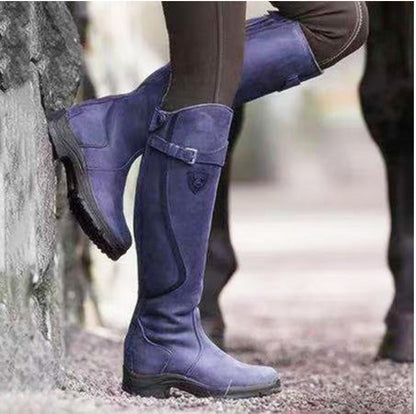 Skórzane wysokie buty jeździeckie dla kobiet – Eleganckie i wygodne