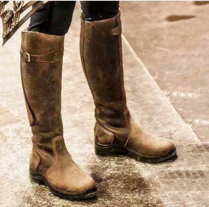 Skórzane wysokie buty jeździeckie dla kobiet – Eleganckie i wygodne