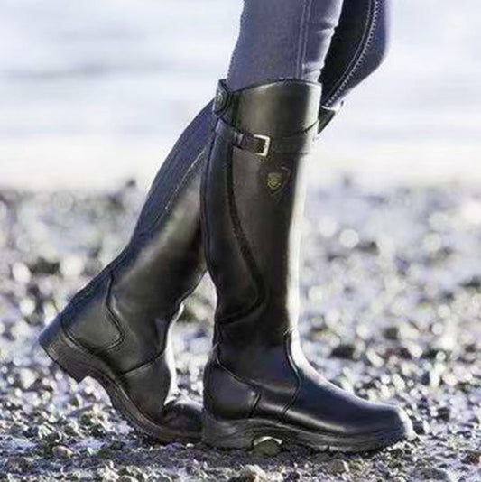 Skórzane wysokie buty jeździeckie dla kobiet – Eleganckie i wygodne