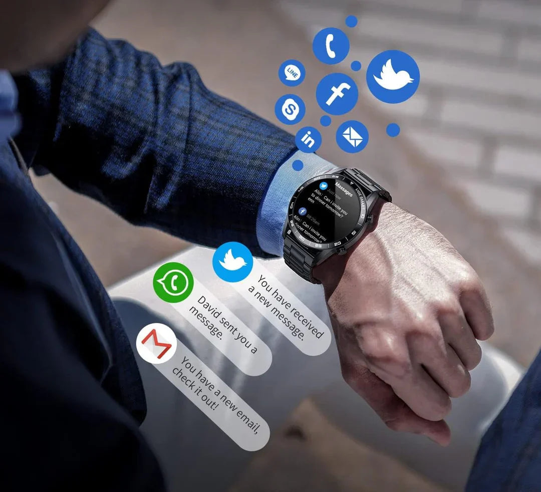 Smartwatch – Okrągły Ekran Dotykowy &amp; Monitorowanie Zdrowia